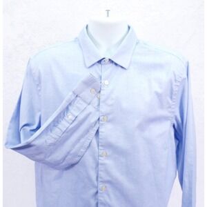 Banana Republic -Large- Blue Standard Fit Button Up Dress Shirt Birds Eye Cotton